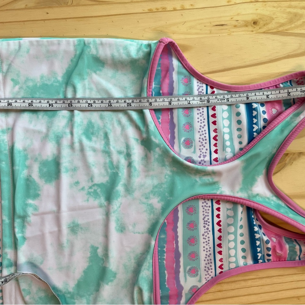 Eddie Bauer Pink & Teal Reversible Bathing Suit Tank and Shorts Size L(14/16) - Picture 12 of 13